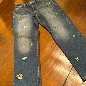 Chico’s So slimming girlfriend slim leg bejeweled ankle jean